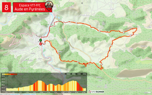 Carte circuit VTT n°3 - Espace VTT FFC Aude en Pyrénées