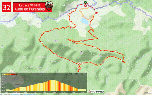 Carte circuit VTT n°32 - Espace VTT FFC Aude en Pyrénées