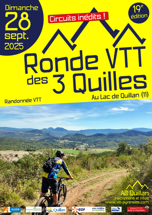 Affiche Ronde VTT des 3 Quilles 2025 - Lac de Quillan