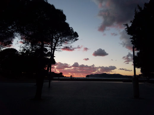 Abend dunkel Himmel Farben Wolken Sonnenuntergang Bäume Bilder gratis Download ohne copyright