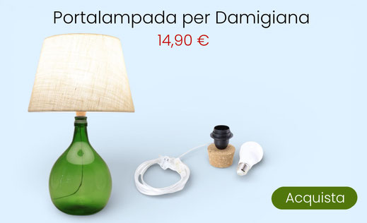 PORTALAMPADA FILO INTERNO PER BOTTIGLIE FORATE - - Kit lampada bottiglia, adattatore portalampada E27 ed E14 per bottiglia e paralumi