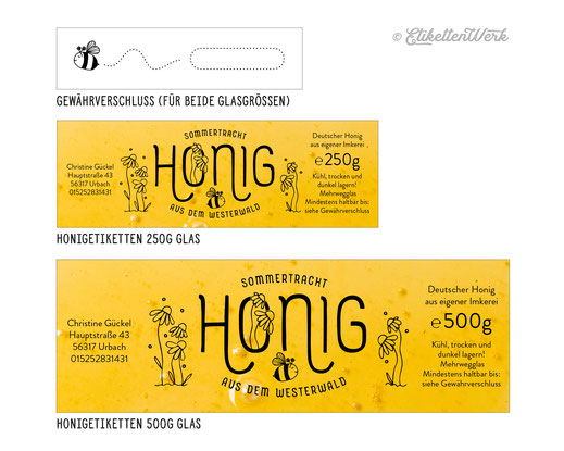 Transparente Etiketten, No label look – sieht aus wie bedrucktes Glas, Bienchen und Blümchen
