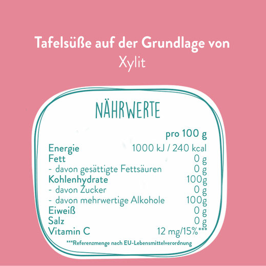 Nährwerttabelle Schugga red Xylit