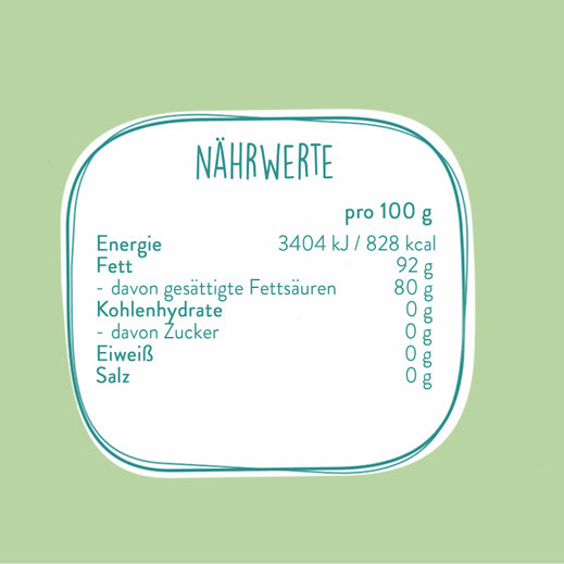 Nährwerttabelle Kokosöl