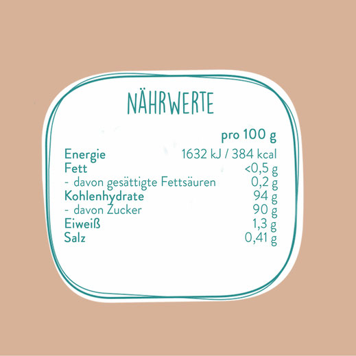 Nährwerttabelle Kokosblütenzucker Naturland
