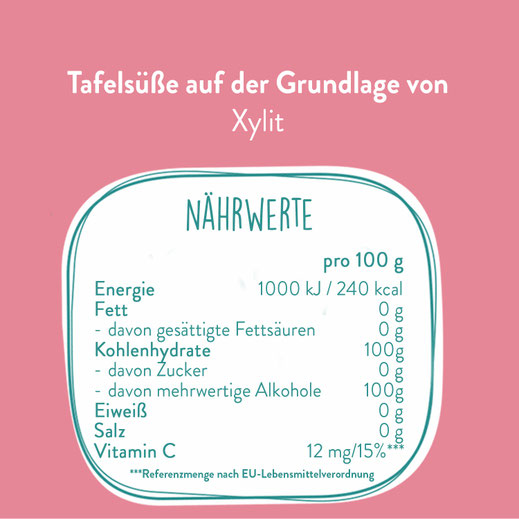 Nährwerttabelle Schugga red Xylit