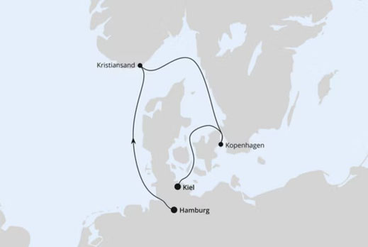AIDA Mini-Kreuzfahrt Route ab Hamburg am 7.9.2025 ab 499 euro