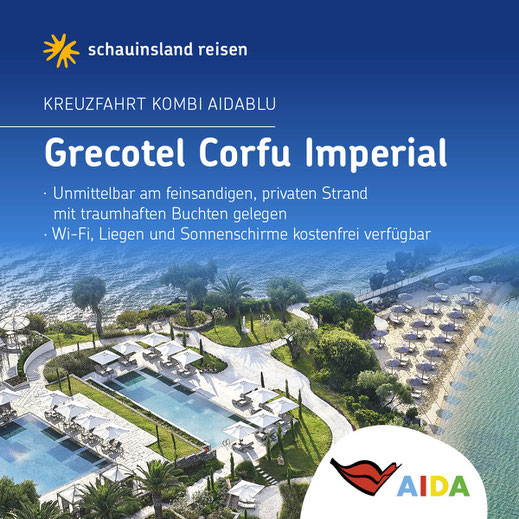 Griechenland Kombireise AIDA Kreuzfahrt und Badeaufenthalt Insel Corfu mit Flug 2025 günstig buchen