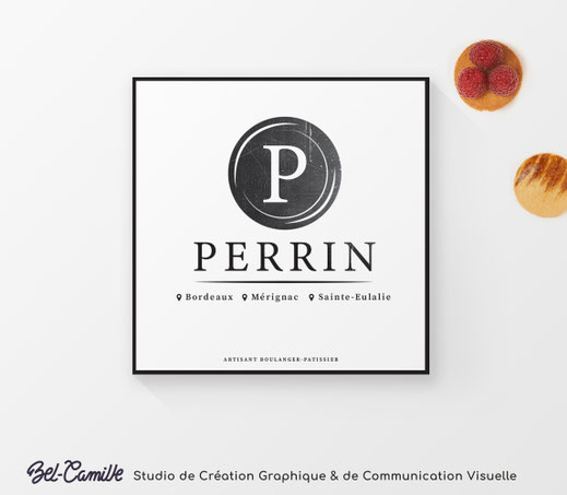 Studio Bel-Camille, réalisation graphique d'une boîte à gâteau pour la boulangerie Perrin à Bordeaux