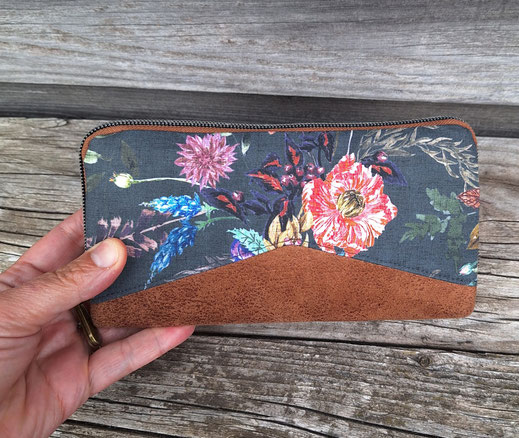 grand portefeuille zippé femme , fabrication artisanale française