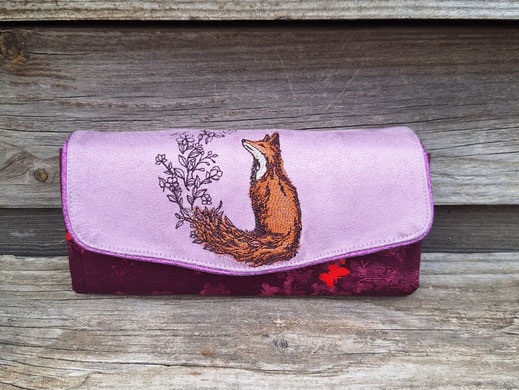 grand portefeuille pour femme en suédine mauve et tissu violet avec papillons, 12 porte-cartes, 2 compartiments zippés, idée cadeau pour Noël, Saint-Valentin , anniversaire, fête des mères