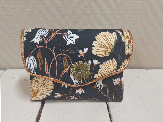 petit porte-monnaie accordéon femme, porte-cartes 3 compartiments, thème nature forêt en tissu vert, idée cadeau femme maman, fabrication artisanale alsace