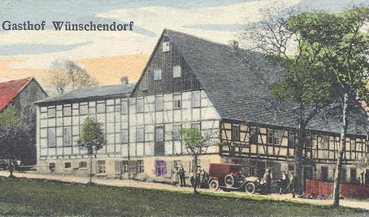 Bild: Gasthof Wünschendorf Erzgebirge Postkarte 1920
