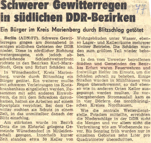 Bild: Wünschendorf Erzgebirge Blitzschlag Zeltaufbau 1977