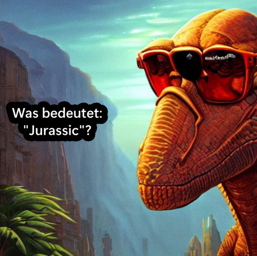 Dino mit Sonnenbrille als Eyecatcher für die Bedeutung von "Jurassic Park"
