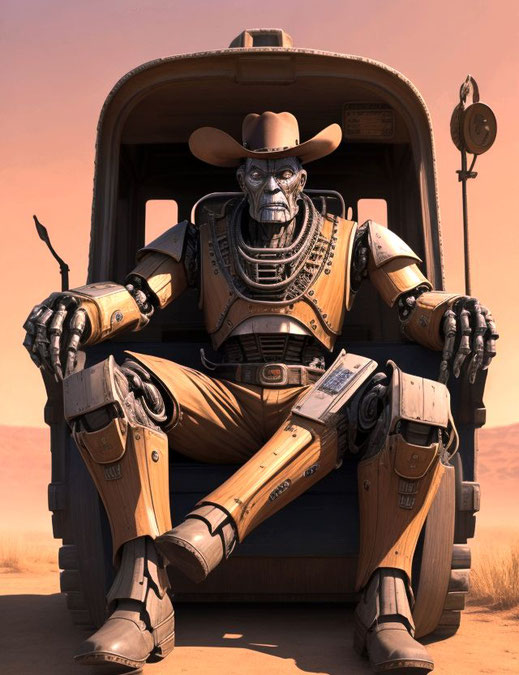 Das Bild zeig teinen Roboter als Cowboy.