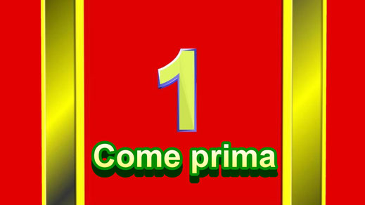 Dieses Bild zeigt die Ziffer Eins auf Gold-rotem Hintergrund. Es symbolisiert den bekannten Schlager "come prima". Dieser bedeutet: das erste Mal.