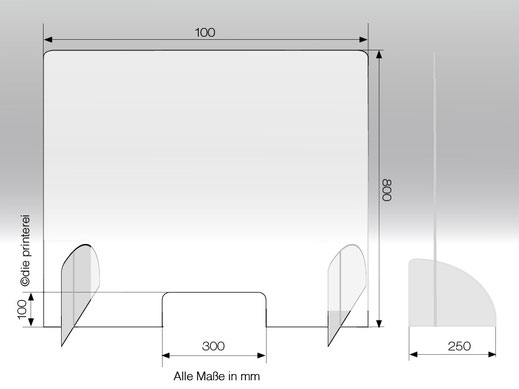 Spuckschutz aus Plexiglas, Schutzwand, Stecksystem in verschiedenen Formaten