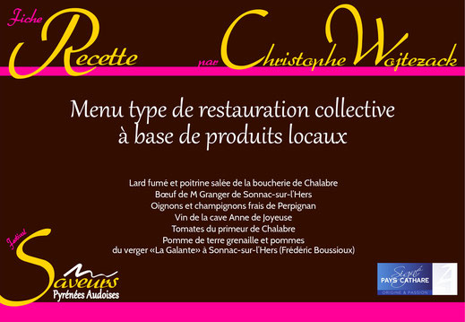 Saveurs Pyrénées Audoises - menu type restauration scolaire - Christophe Wojtezack