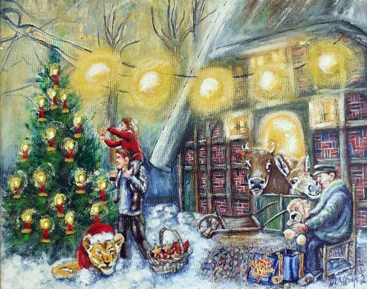 Kalender 2019, Weihnachten mit Ochs und Esel © Ann-Kristin Steiniger