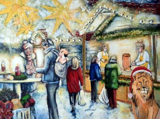 Kalender 2021, Weihnachtsmarkt mit Löwe © Ann-Kristin Steiniger
