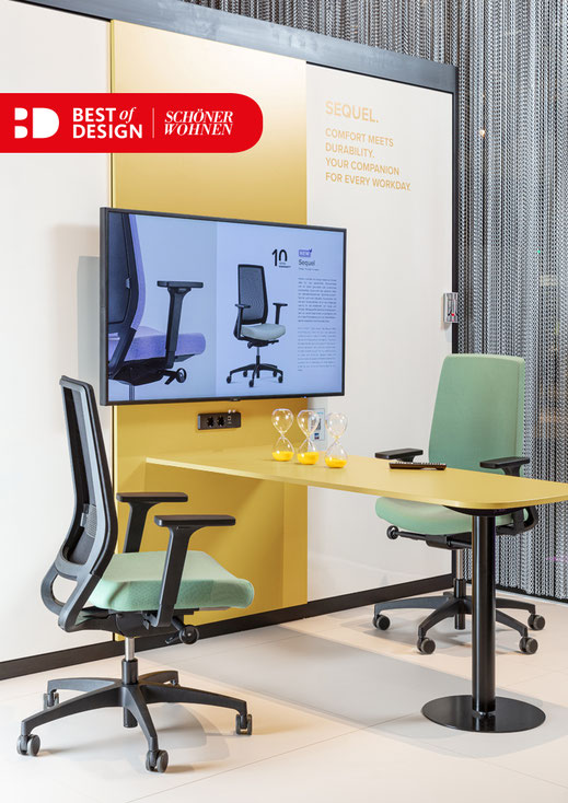 Sequel Bürostuhl Familie, leicht, Design, Rüdiger Schaack, home office, Dauphin Human Design Group, Agiles Arbeiten, New Work, flexibel, mesh, operator, Preiseinstieg, Projektgeschäft, Schöner Wohnen Design Award 2025