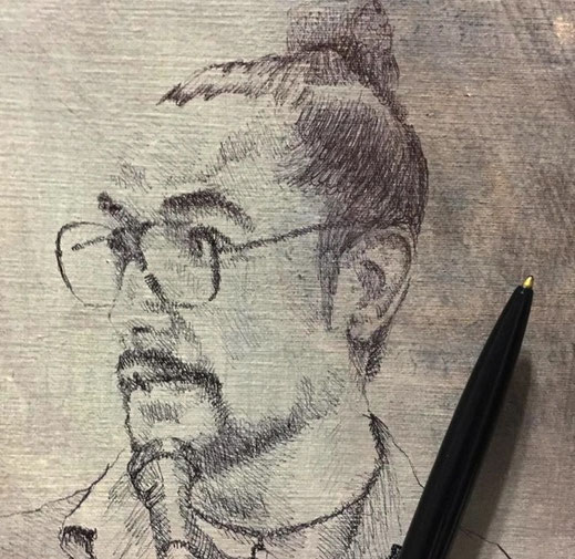AutoRetrato a pluma por Morán Estudio de Arte CDMX