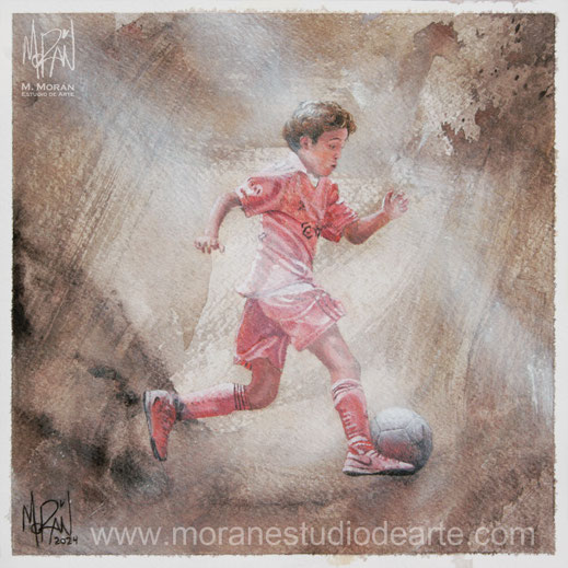 retrato al oleo Mauricio Moran Estudio De Arte futbol