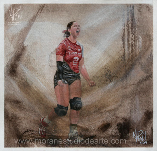 retrato al oleo Mauricio Moran Estudio De Arte voleibol