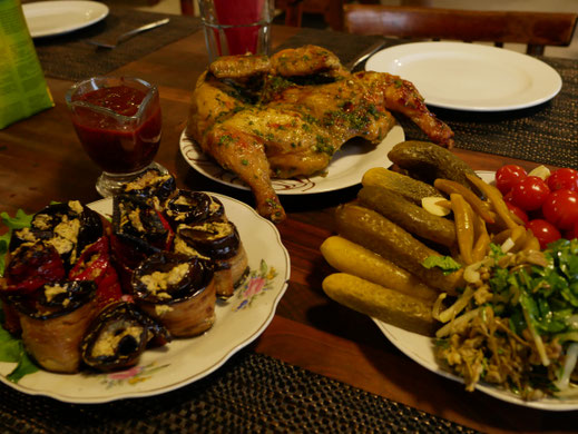 Traditional, home made dishes for dinner.