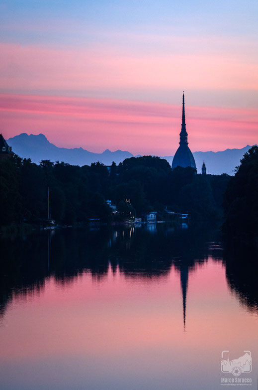 Il fiume Po 2b - Alba in rosa sul Po