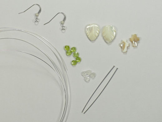 matériel boucles d'oreilles péridot Pakistan pierre de lune nacre feuille