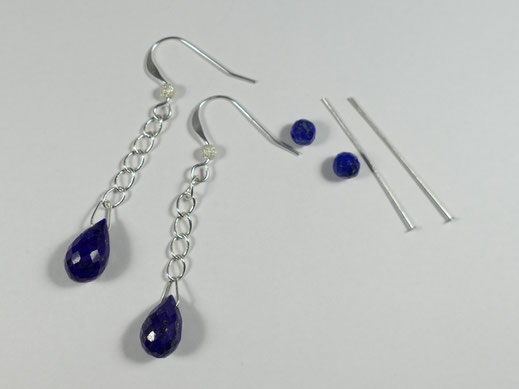 matériel boucles d'oreilles lapis lazuli d'afghanistan en goutte et ronde