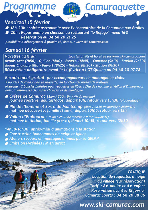 programme Camuraquette 2019 - Station de ski de Camurac