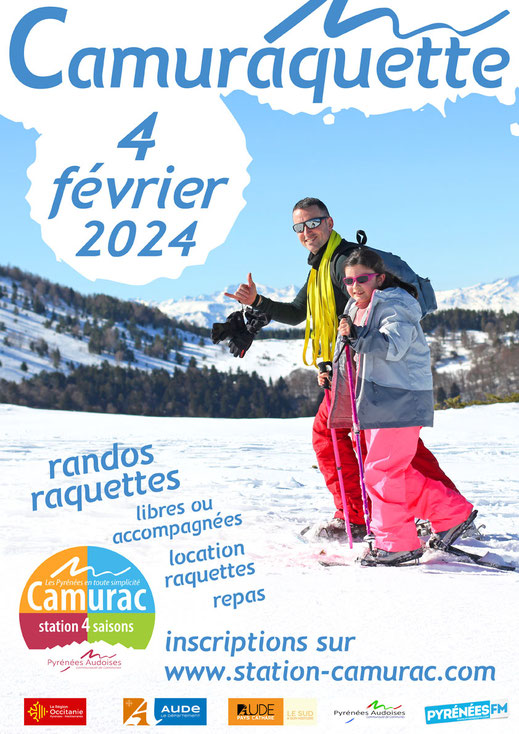Affiche Camuraquette 2023 - Station de Camurac - Pyrénées Audoises