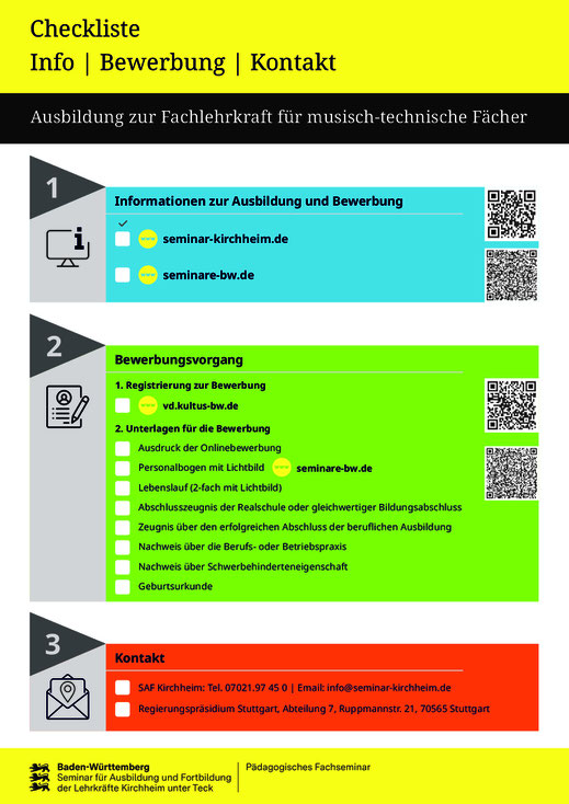 SAF Kirchheim - Checkliste zu Info, Bewerbung und Kontakt
