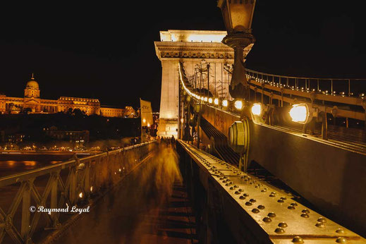 budapest chain bridge at night