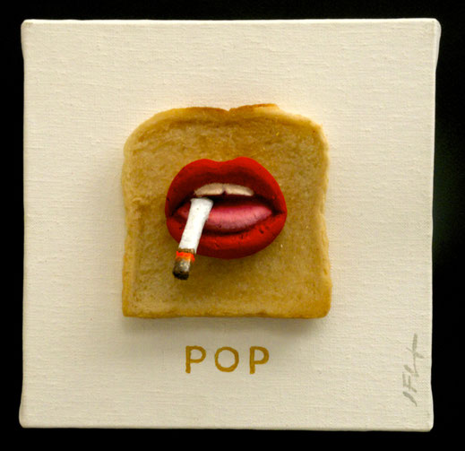 Rolling stones, bouche, mouth, clope, fumer, cigarette, pop, rouge à lèvres, lèvres, peinture, art contemporain, Lesenfans, oeuvre