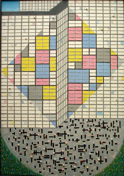 immeuble, danseur, rap, hip hop, building, Mondrian, carreau, peinture, art contemporain, Lesenfans tableau