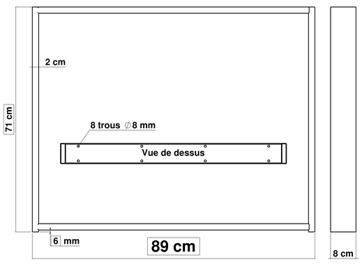 pied de table à manger en métal  71 cm x 89 cm