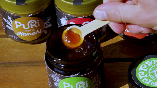Couleur du Miel de Manuka de Nouvelle-Zélande depuis un pot Puri New Zealand