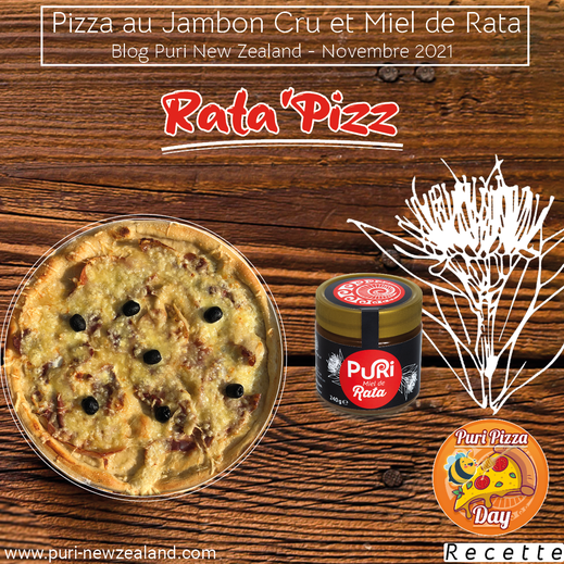 pizza jambon cru et miel de Rata 100% NZ 