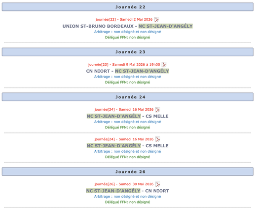 Calendrier Nationale 3 NCA