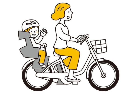 大阪から京都まで幼児用チャイルドシート付自転車に子供を乗せて走るママ