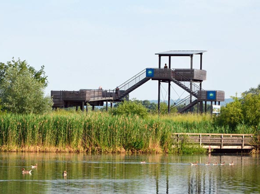 Eingang Umweltstation am Altmühlsee durch eine große Glastür