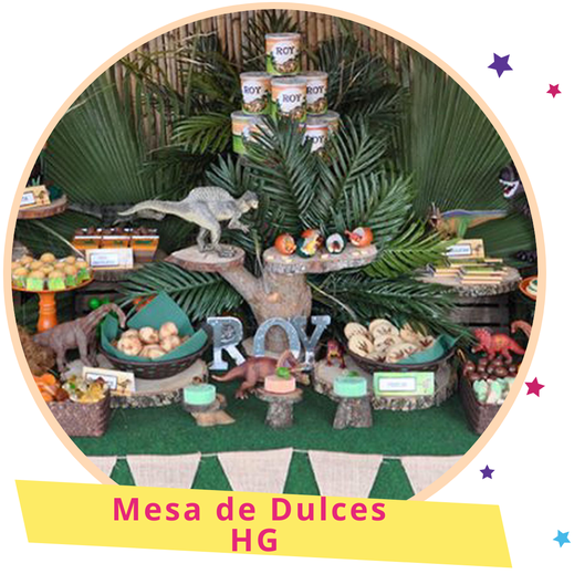 mesa de dulces de dinosaurio