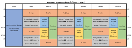 Planning des activités de loisirs