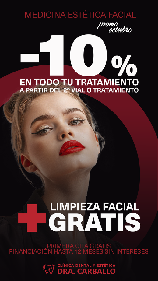 Promoción medicina estética facial, 10 % de descuento a partir del 2ª vial o tratamiento. Primera cita gratis y financiación 12 meses sin intereses.