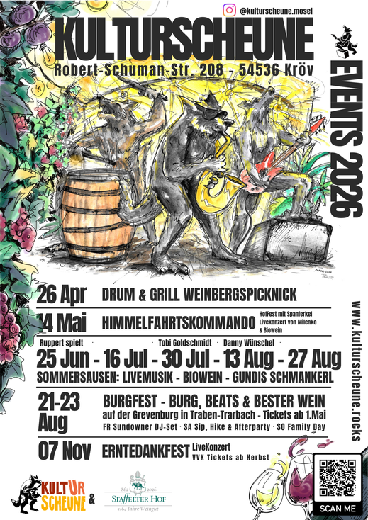 Veranstaltungen 2024 Staffelter Hof Kröv Mosel Weingut Bio KultUrScheune