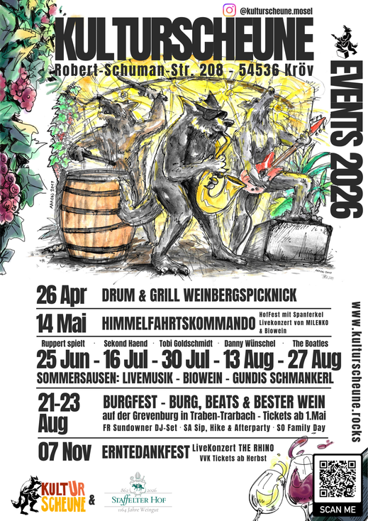 Veranstaltungen 2024 Staffelter Hof Kröv Mosel Weingut Bio KultUrScheune